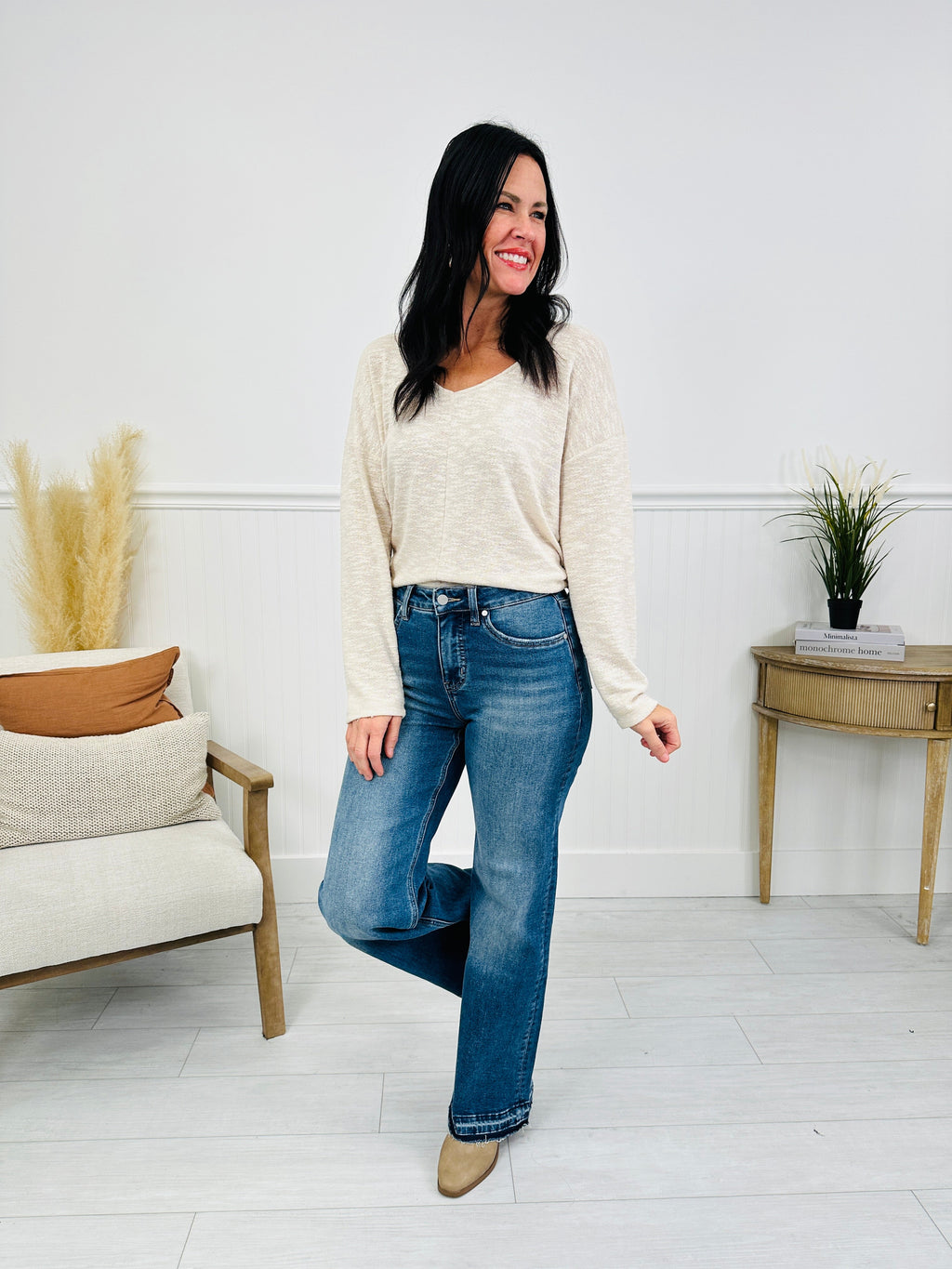 Effortless Release Tummy Control Wide Leg Release Hem Jeans