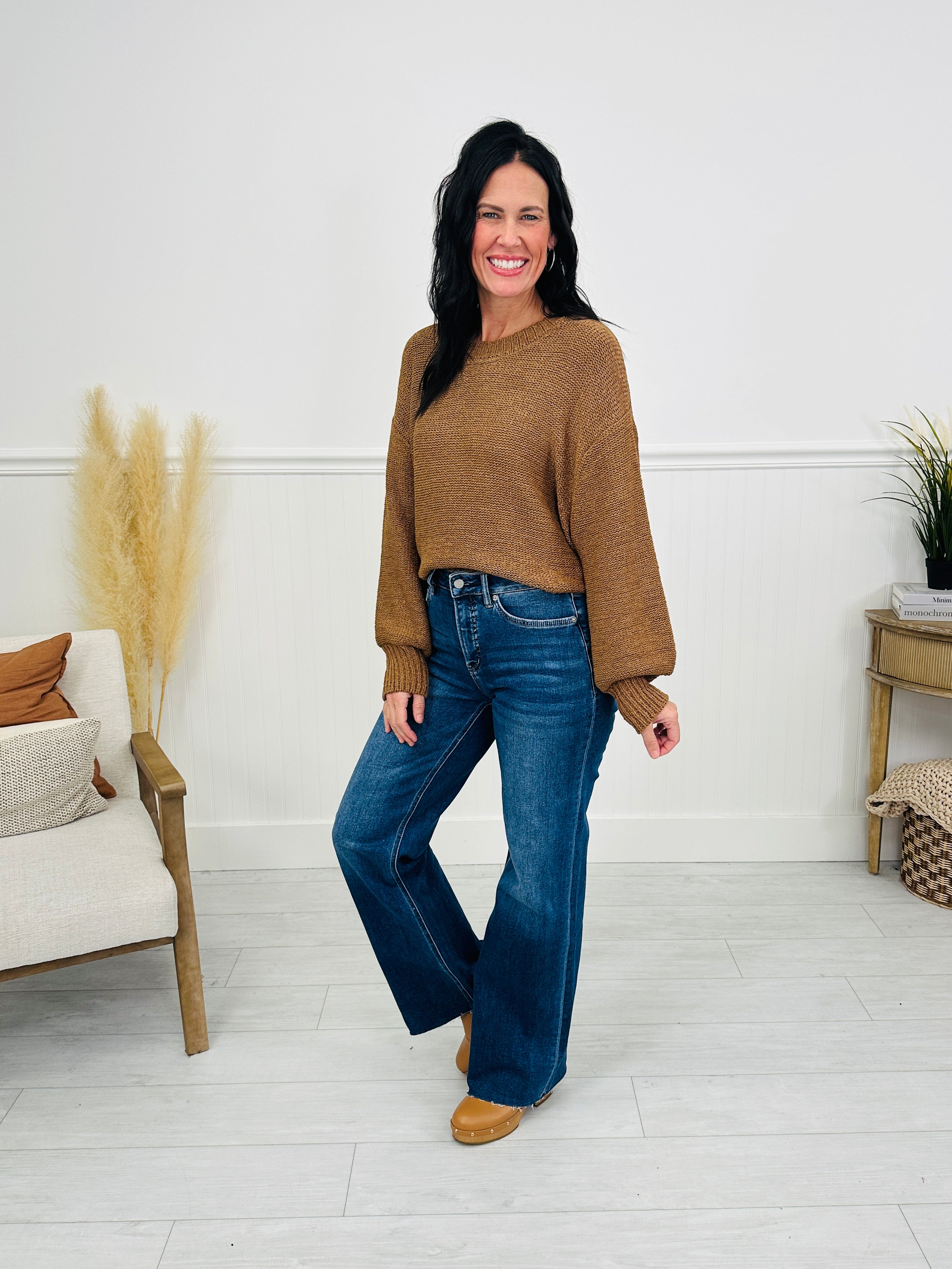 All Eyes On You Wide Leg Tummy Control Jeans