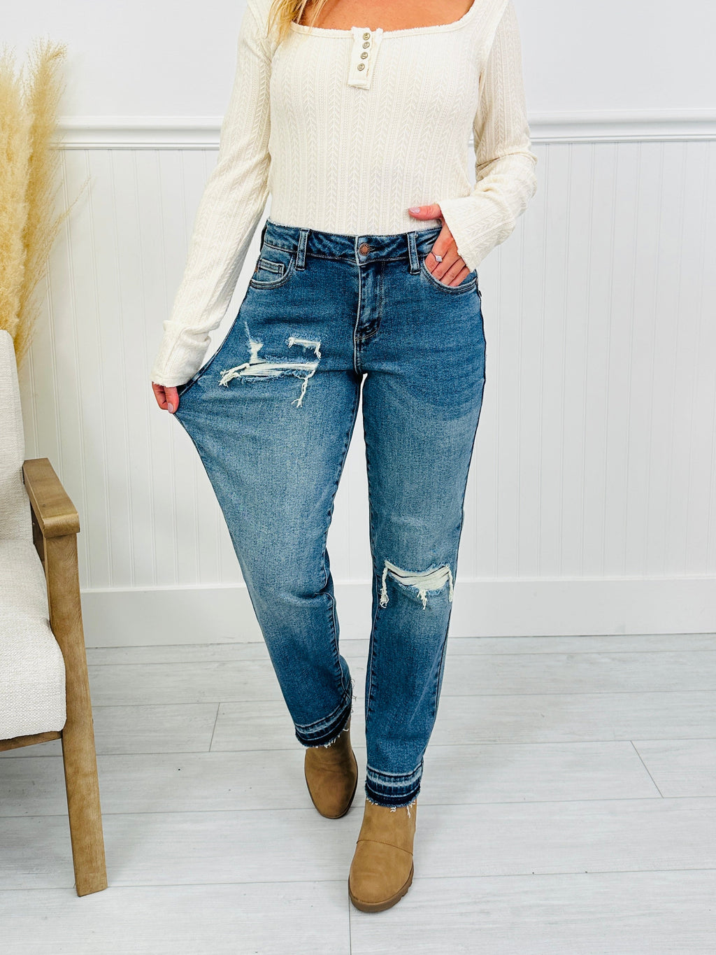 Judy Blue Patch & Release Boyfriend Jeans