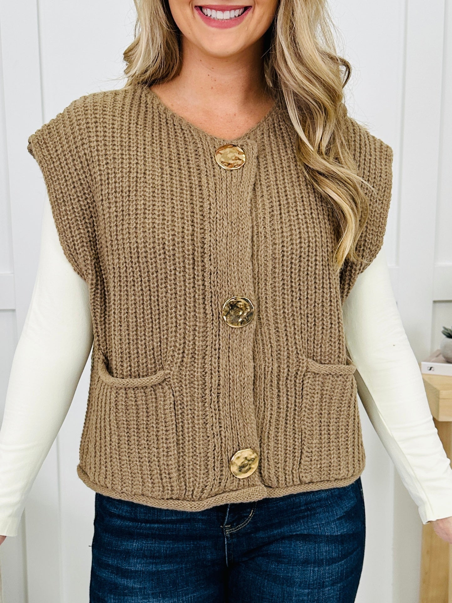 Held By The Thread Vest in Coffee