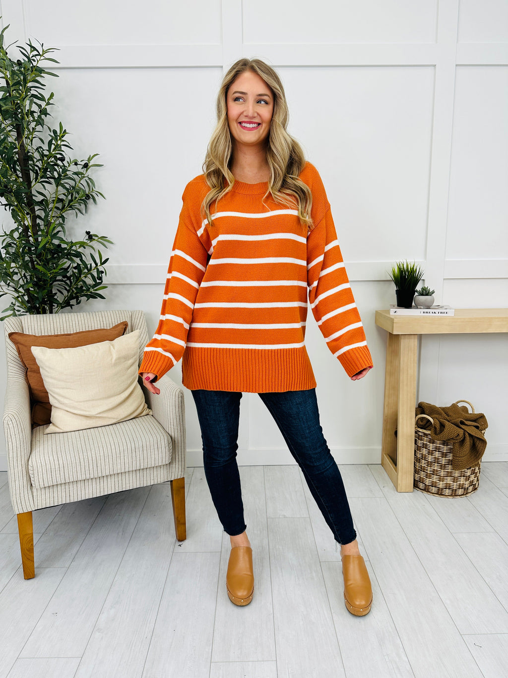 Falling Into Pattern Sweater in Rust