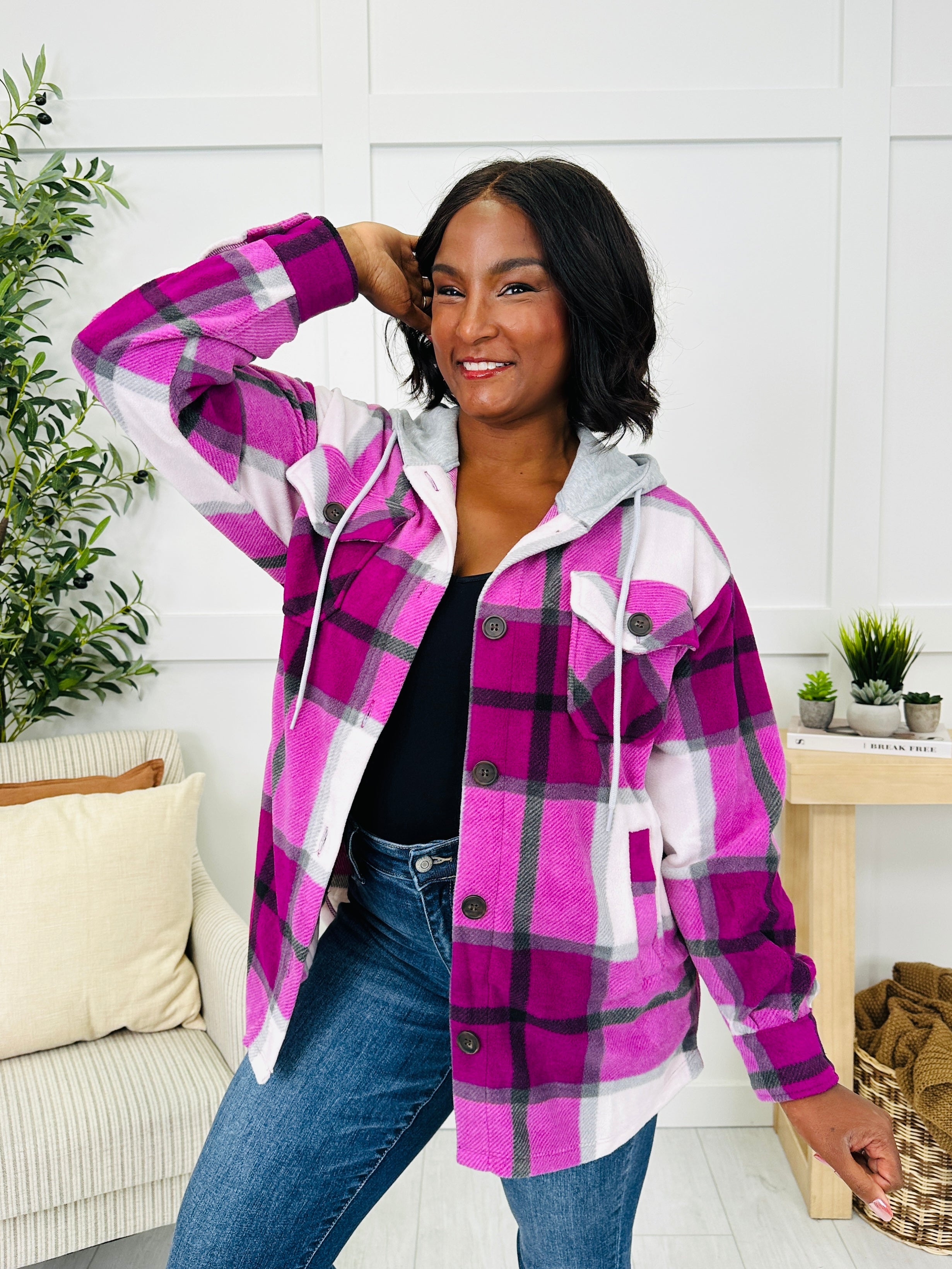 Cabin Whisper Shacket in Lt Plum