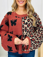 All Mixed Up Sweater in Rust Leopard
