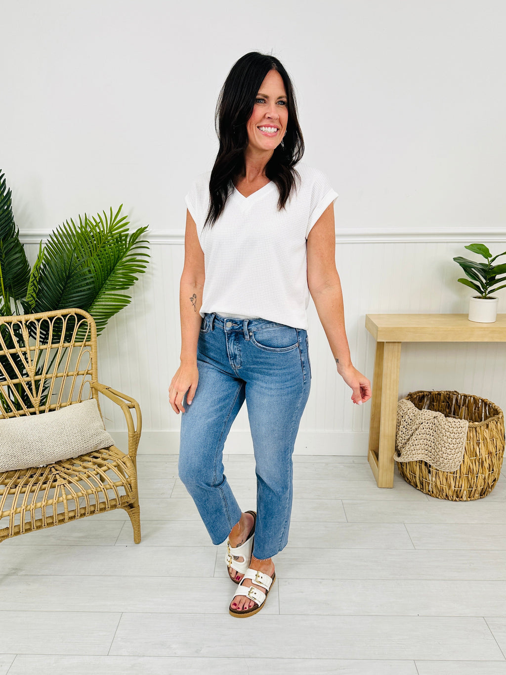 Take The Bait Slim Straight Cropped Jeans With Tummy Control