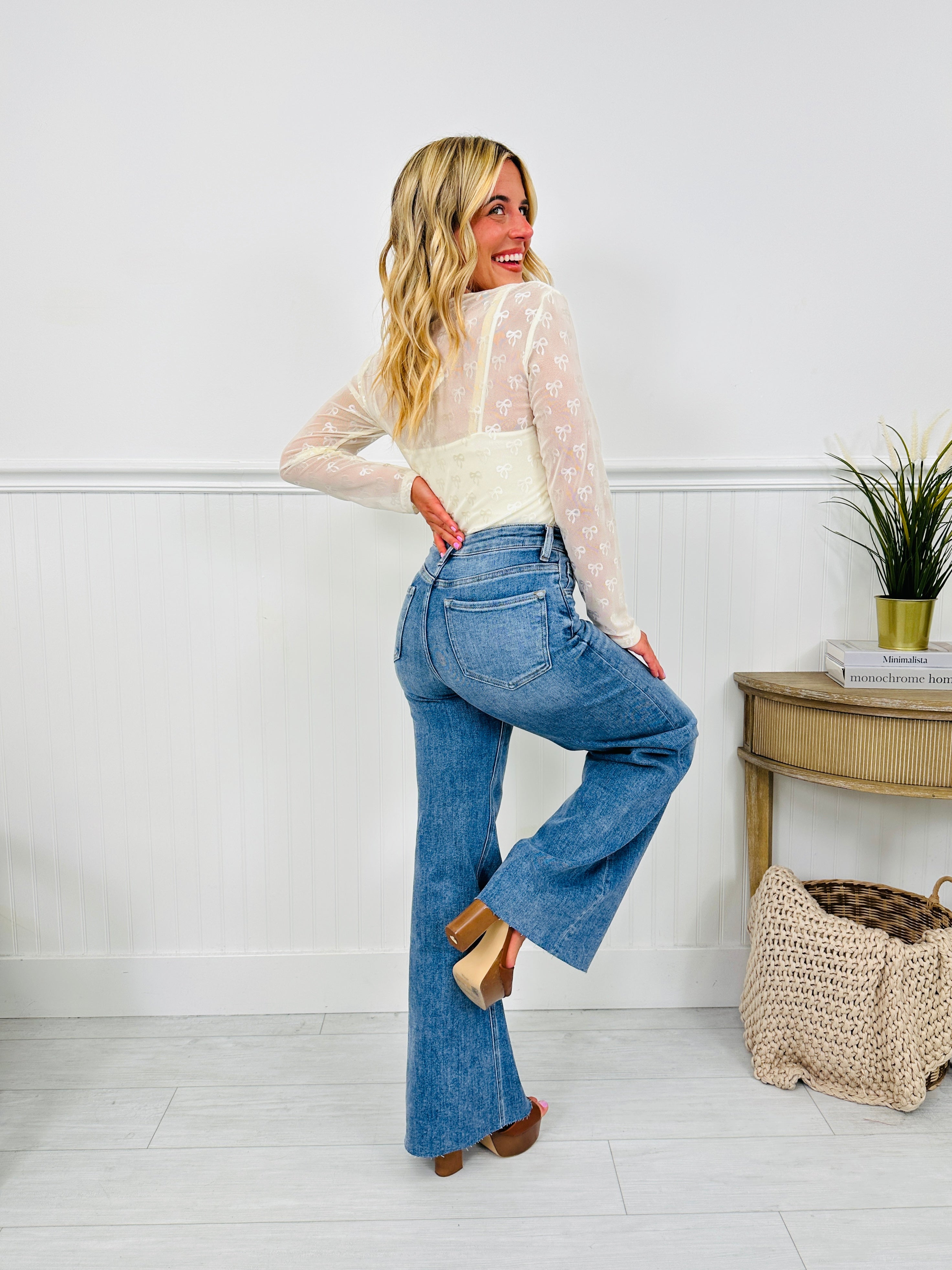 Push Your Buttons Tummy Control Wide Leg Jeans