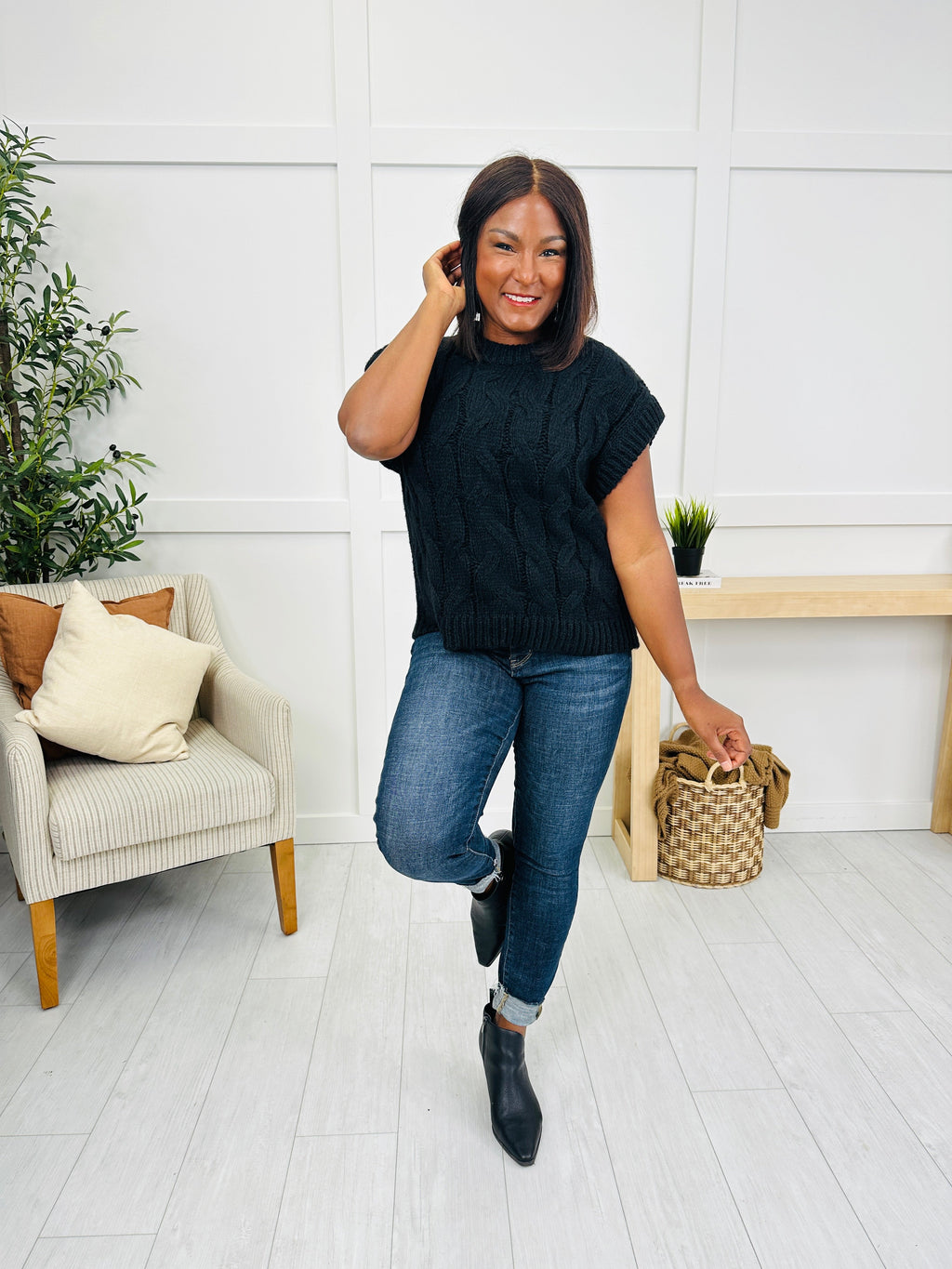 Woven Without Warning Sweater in Black