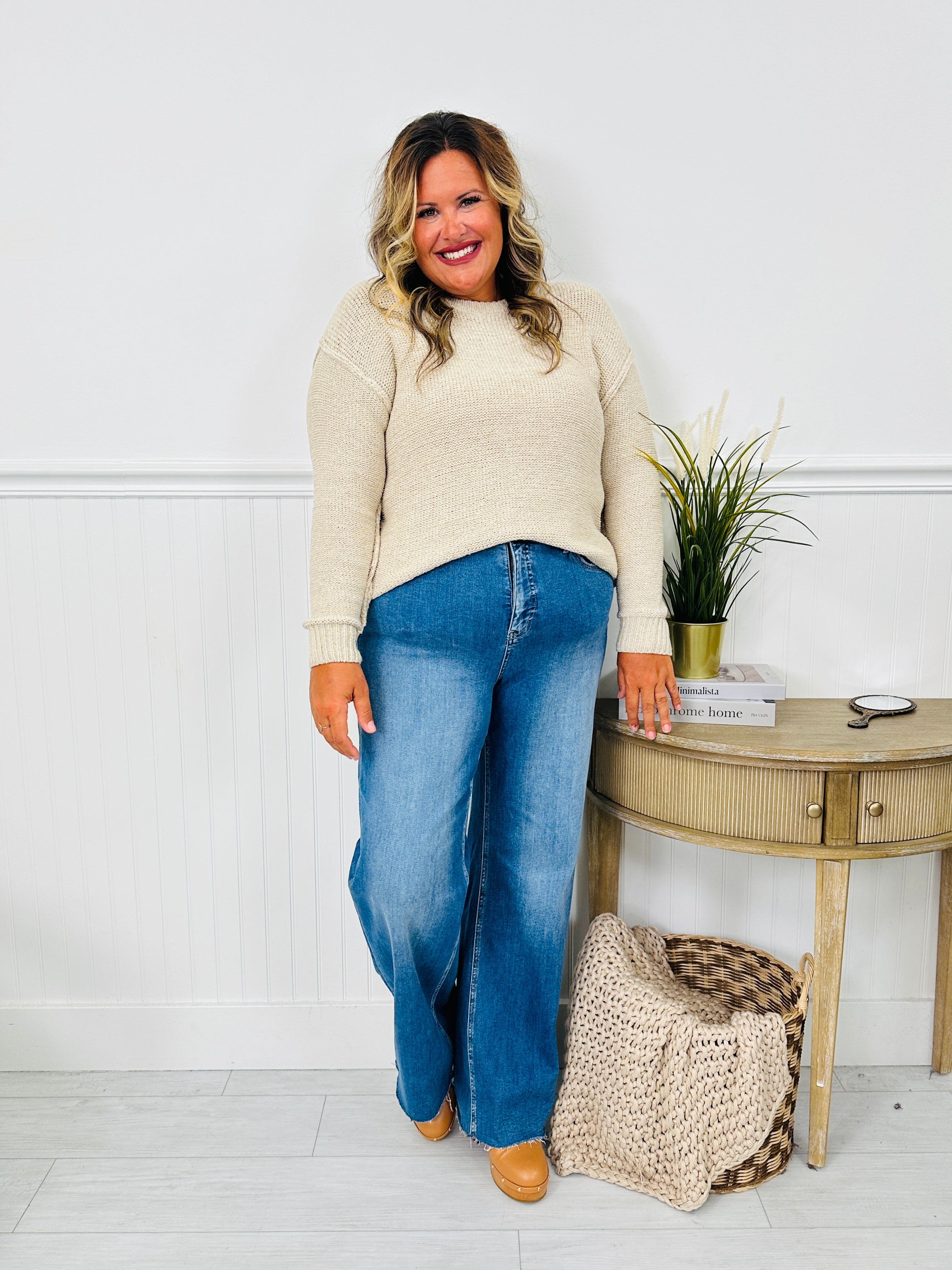 Go Into Detail Tummy Control Wide Leg Jeans