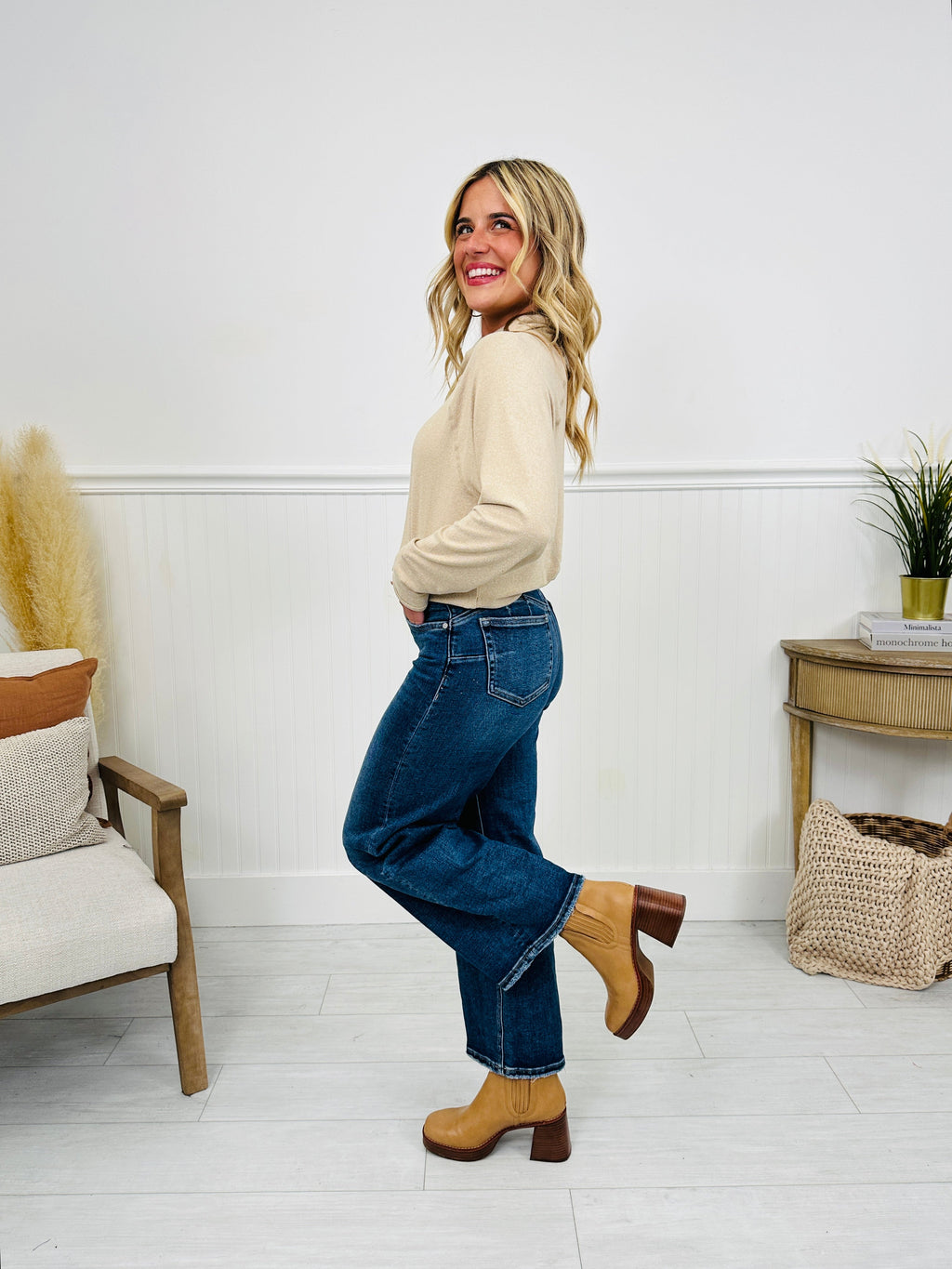 Fall After All Tummy Control Wide Leg Cropped Jeans