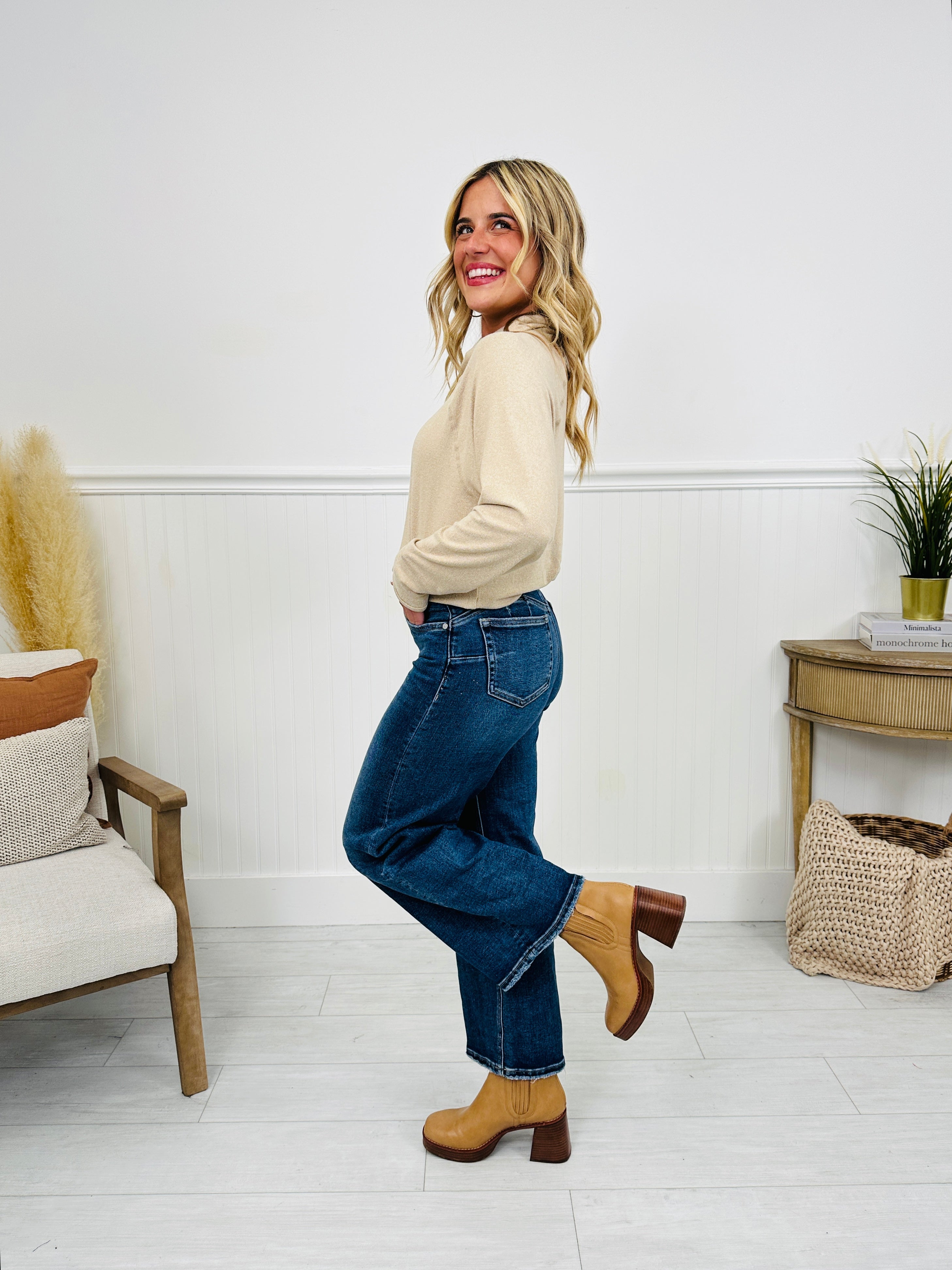 Fall After All Tummy Control Wide Leg Cropped Jeans