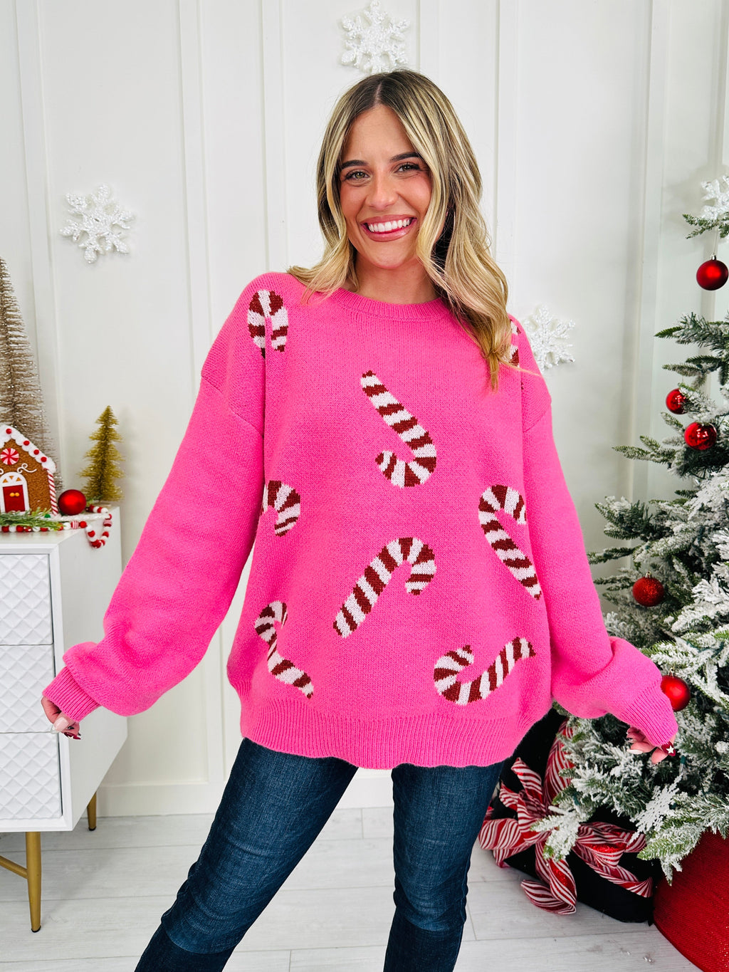 Candy Cane Cutie Sweater In Multiple Colors