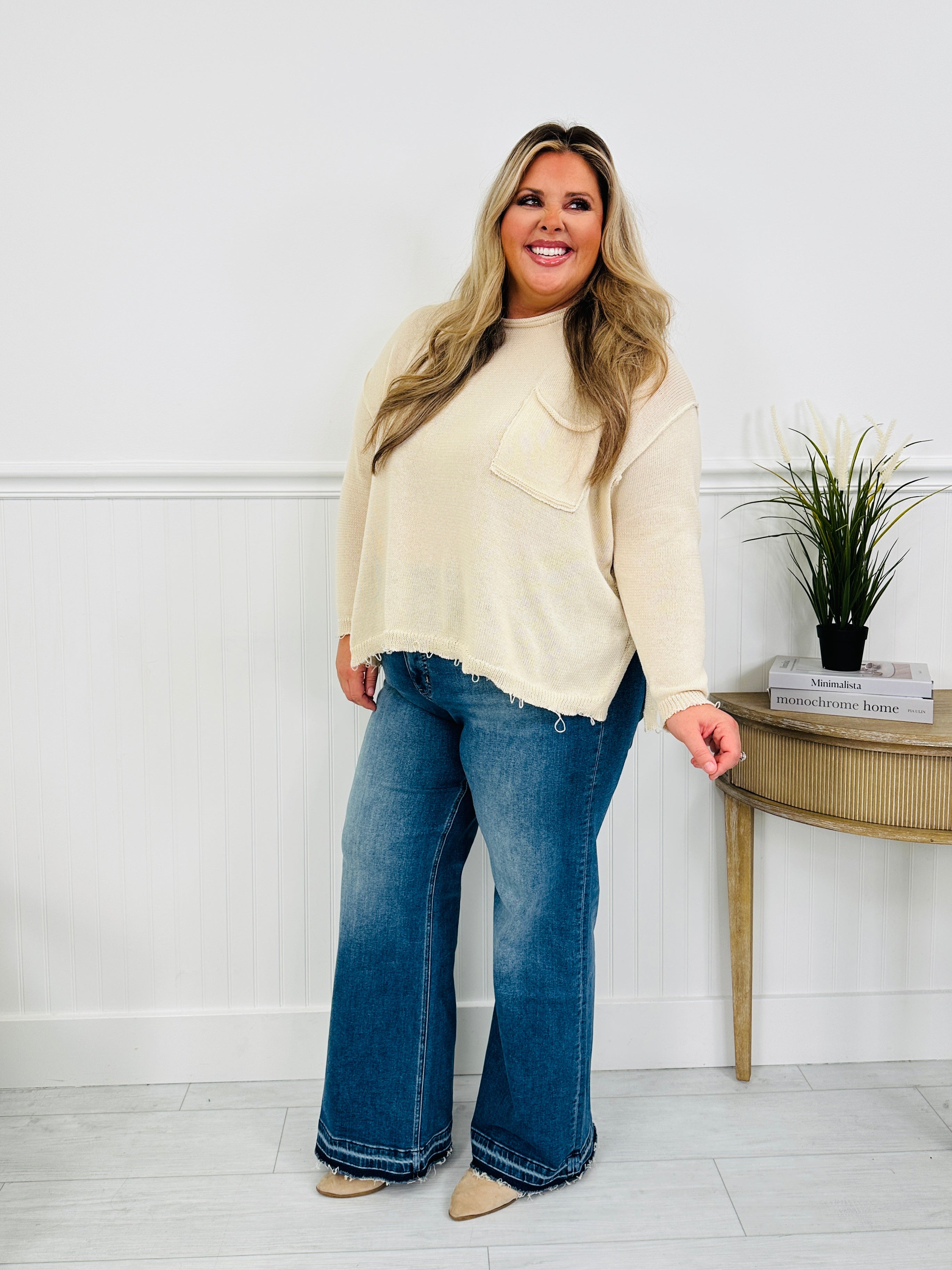 Effortless Release Tummy Control Wide Leg Release Hem Jeans