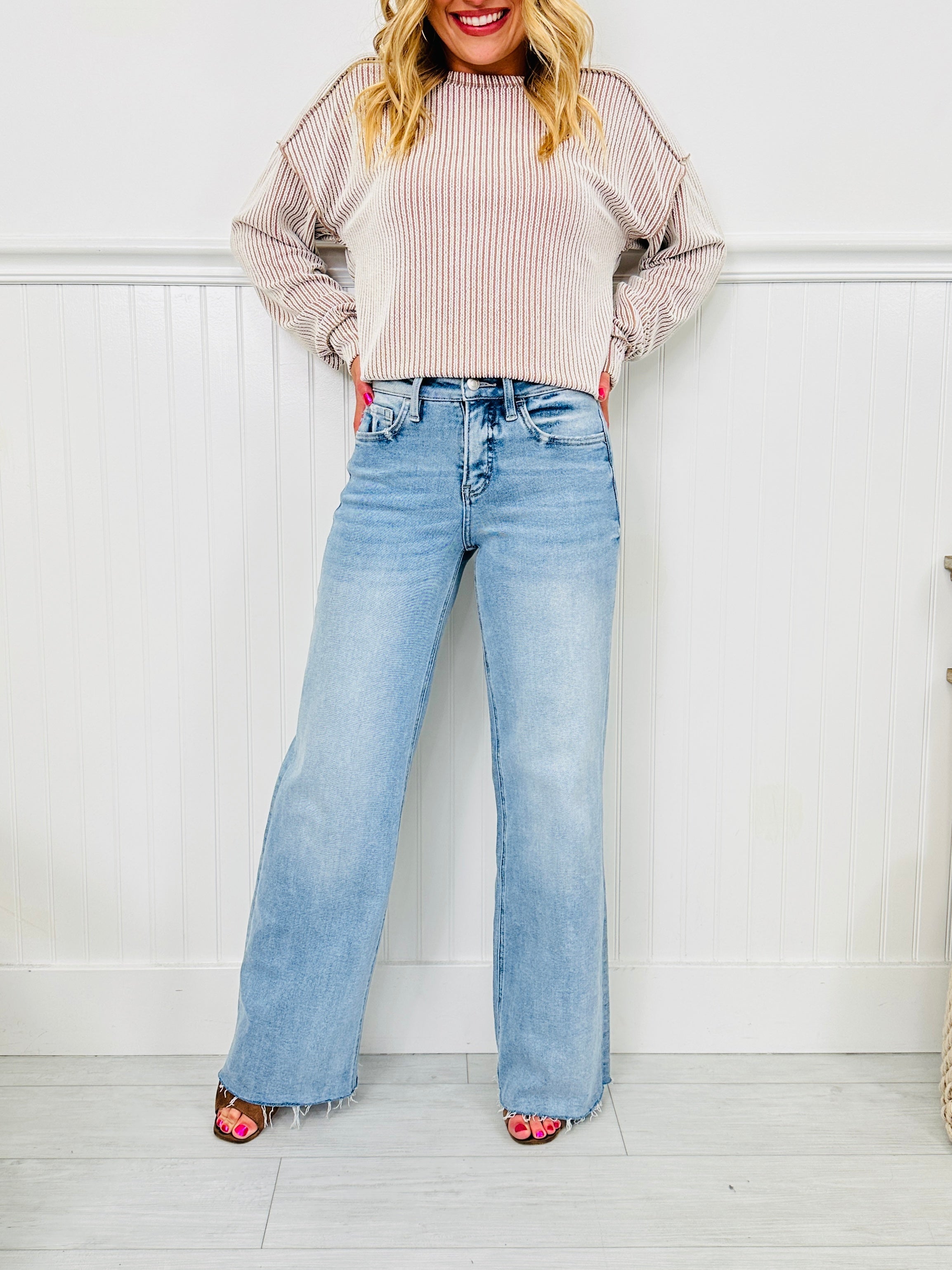 Dream of Me Tummy Control Slim Wide Leg Jeans