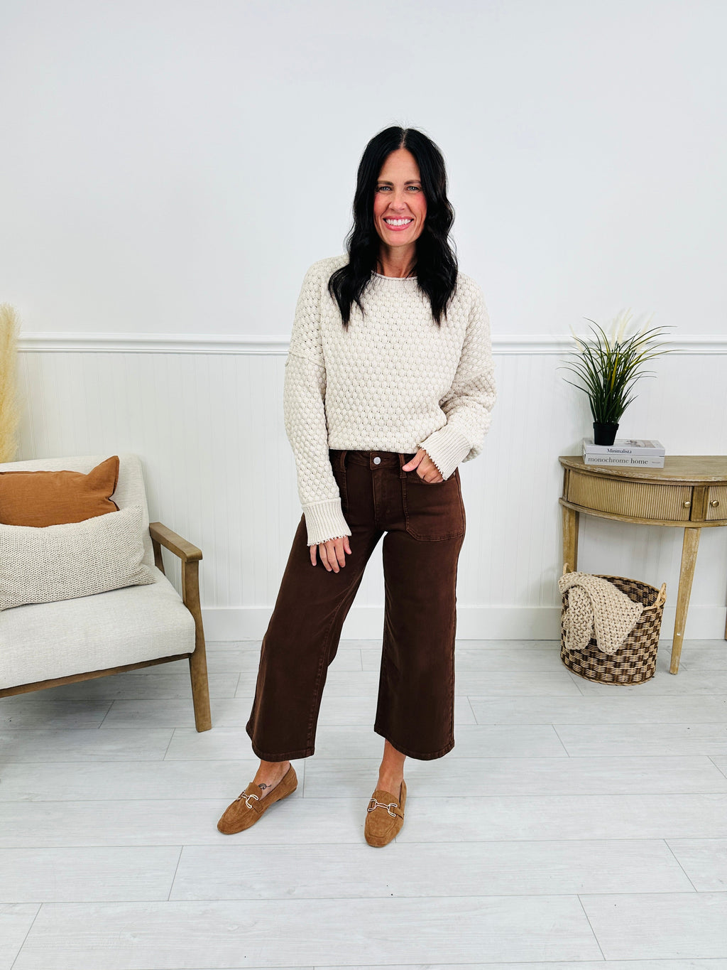 Judy Blue Melt In Your Mouth Chocolate Wide Leg Cropped Jeans