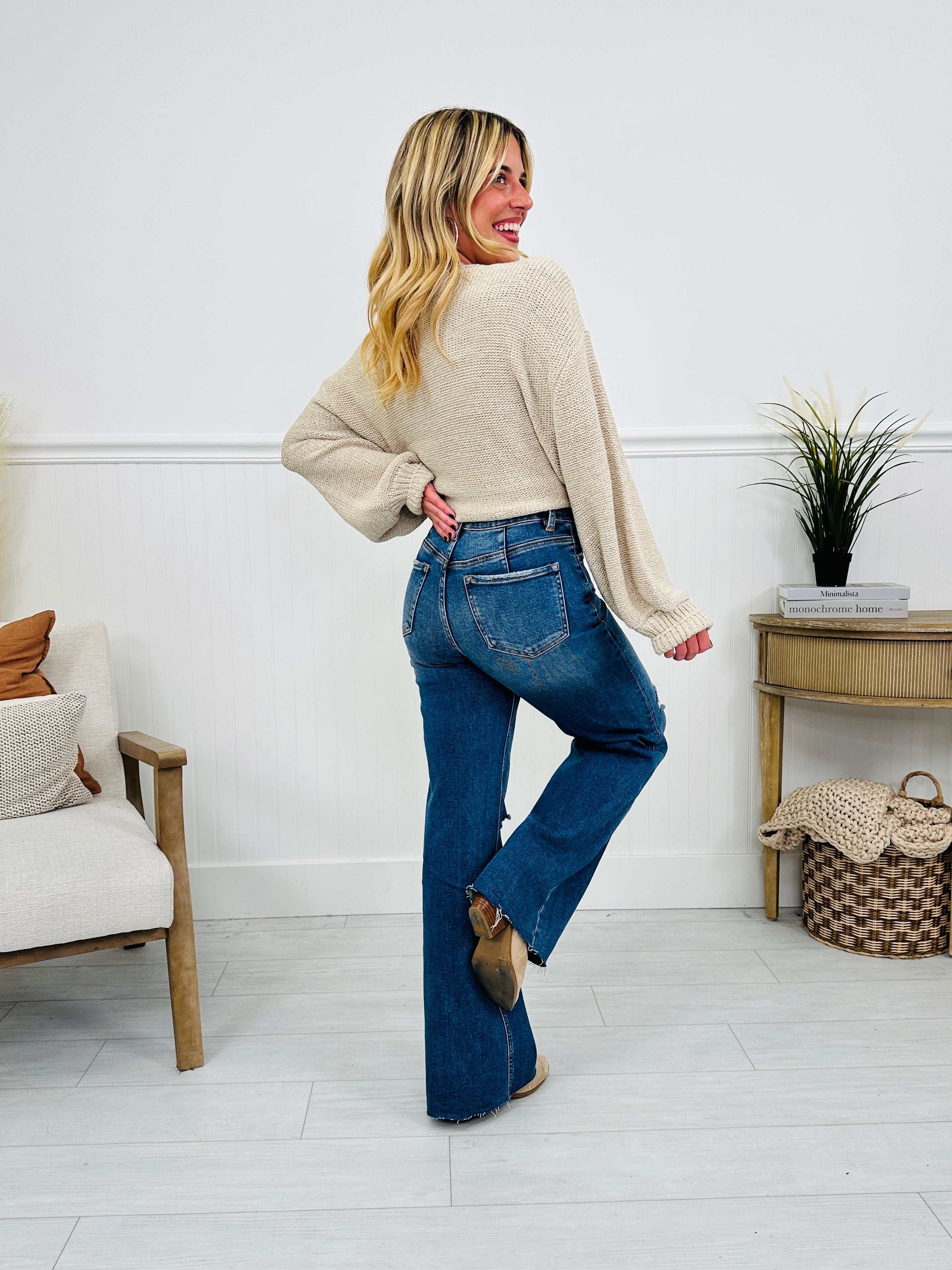 By Your Side Wide Leg Tummy Control Jeans