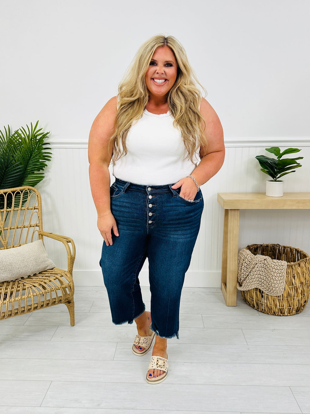 Judy Blue On The Fly Cropped Wide Leg Jeans