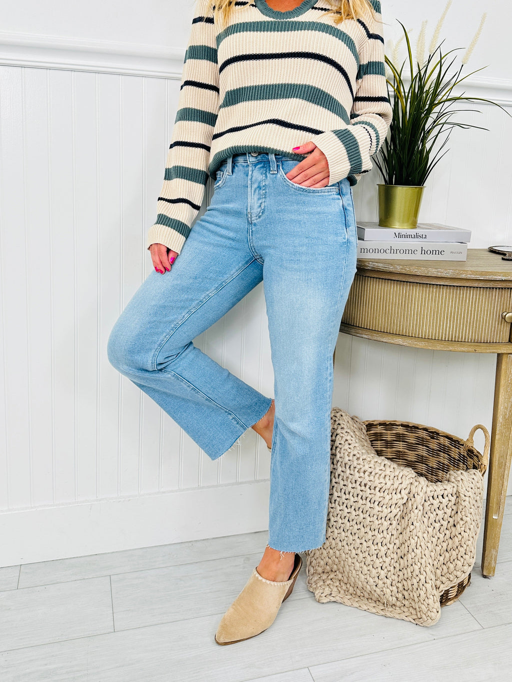 Time To Unwind Cropped Slim Fit Wide Leg Jeans
