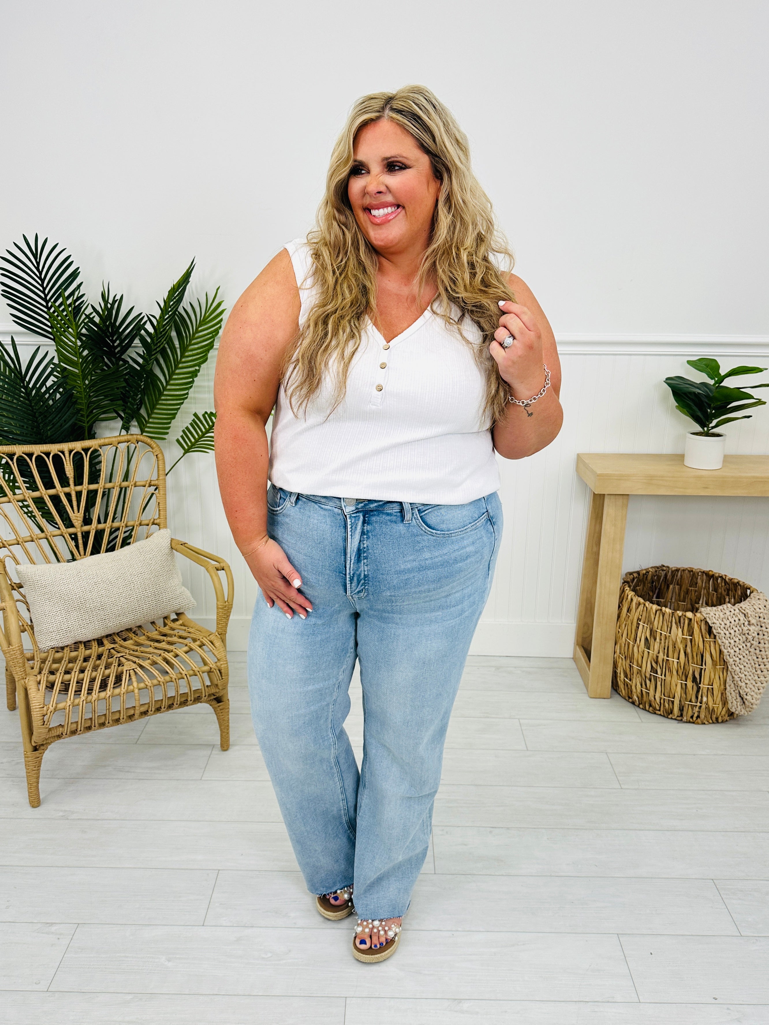 Feeling Brand New Slim Wide Leg Tummy Control Jeans