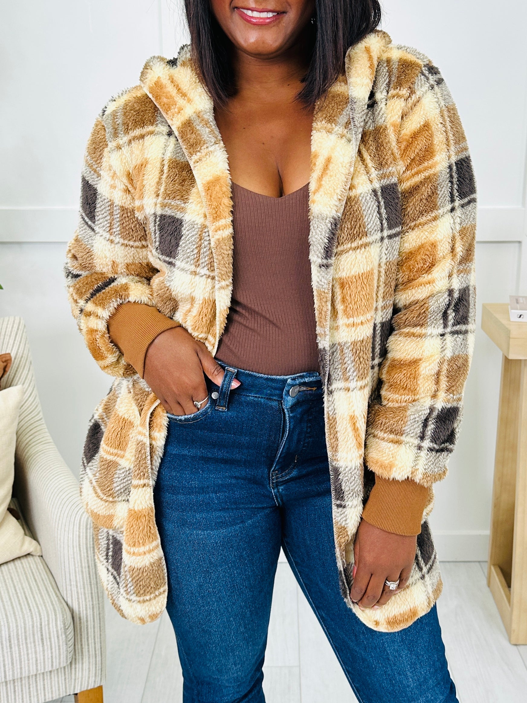 Luxe In The Wild Jacket In Camel