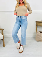 Along For The Ride Wide Leg Cropped Jeans With Tummy Control