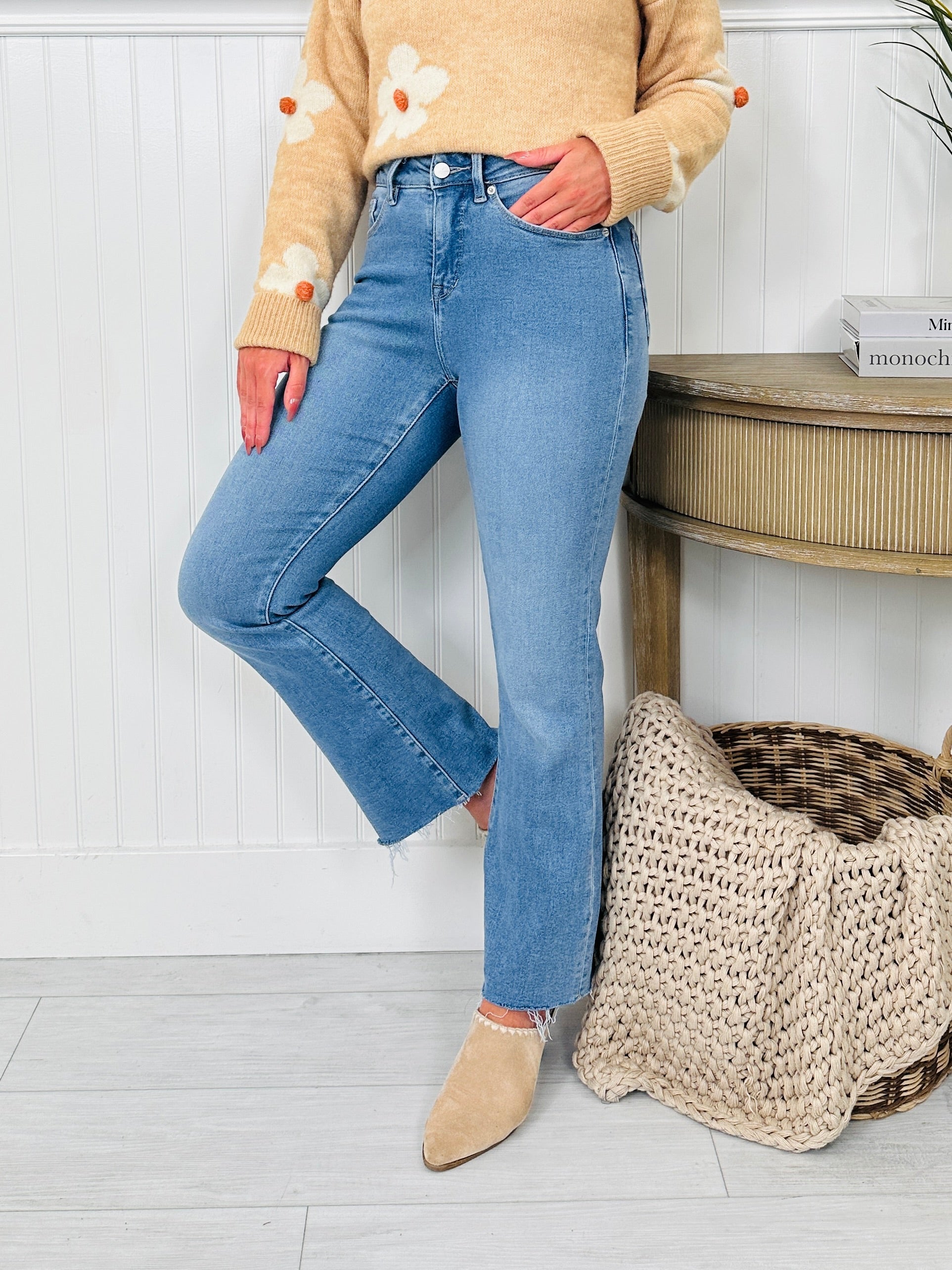 Soft Spot Tummy Control Cropped Kick Flare Jeans