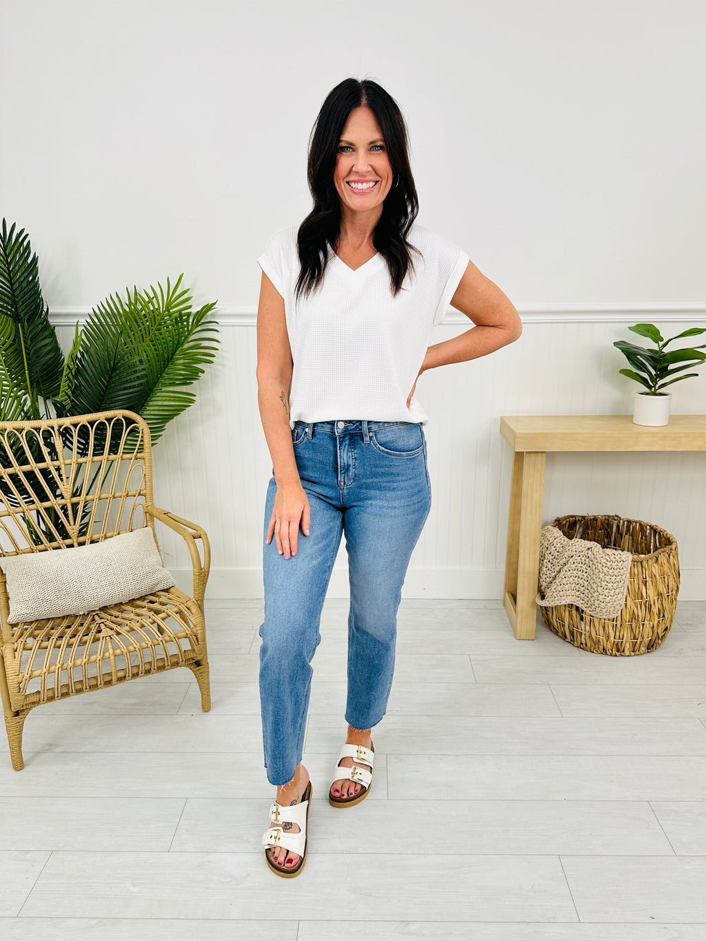 Take The Bait Slim Straight Cropped Jeans With Tummy Control