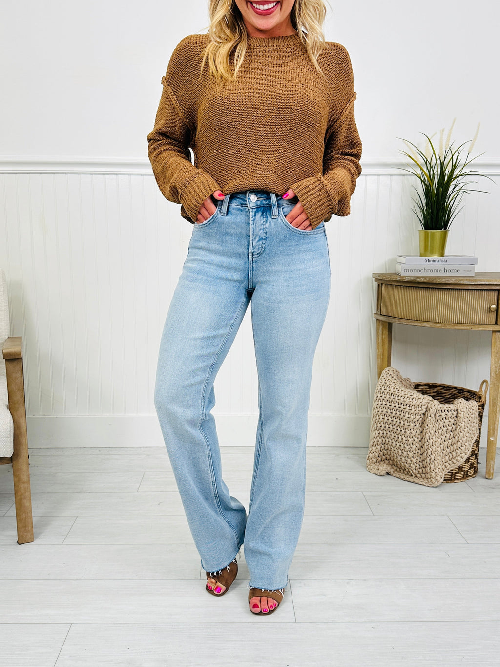 Feeling Brand New Slim Wide Leg Tummy Control Jeans