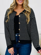 Polished In Stripes Cardigan in Black