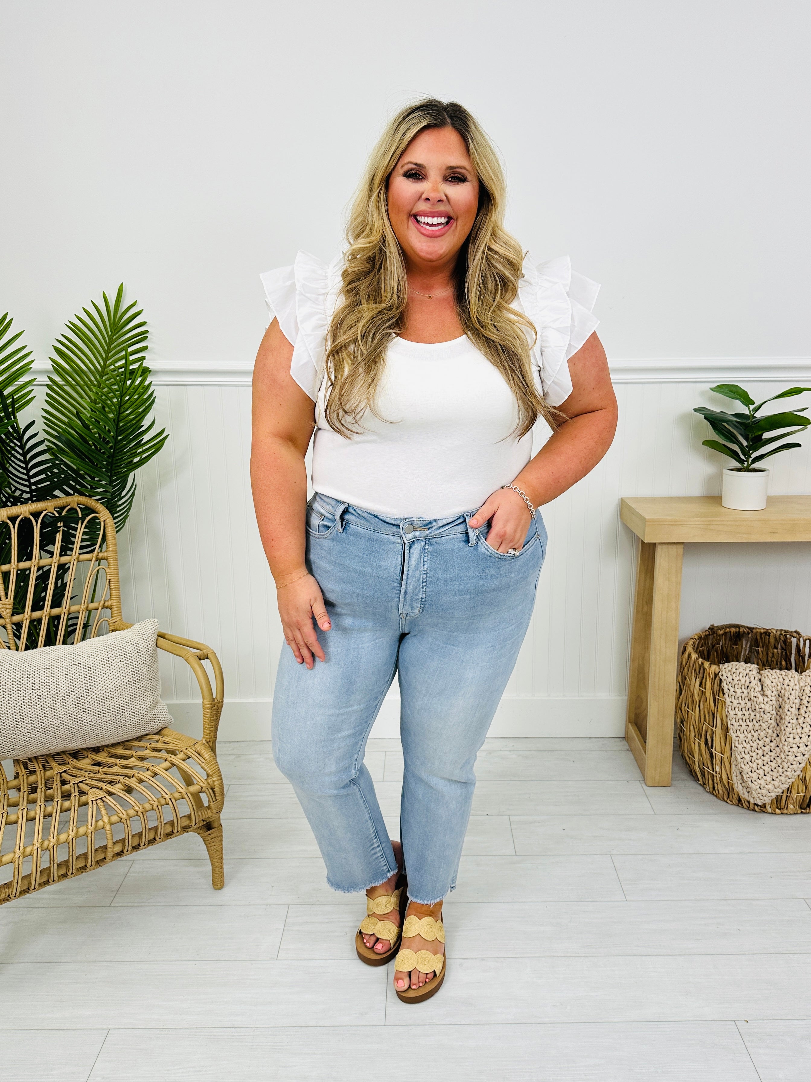 One Step Ahead Tummy Control Cropped Step Hem Jeans