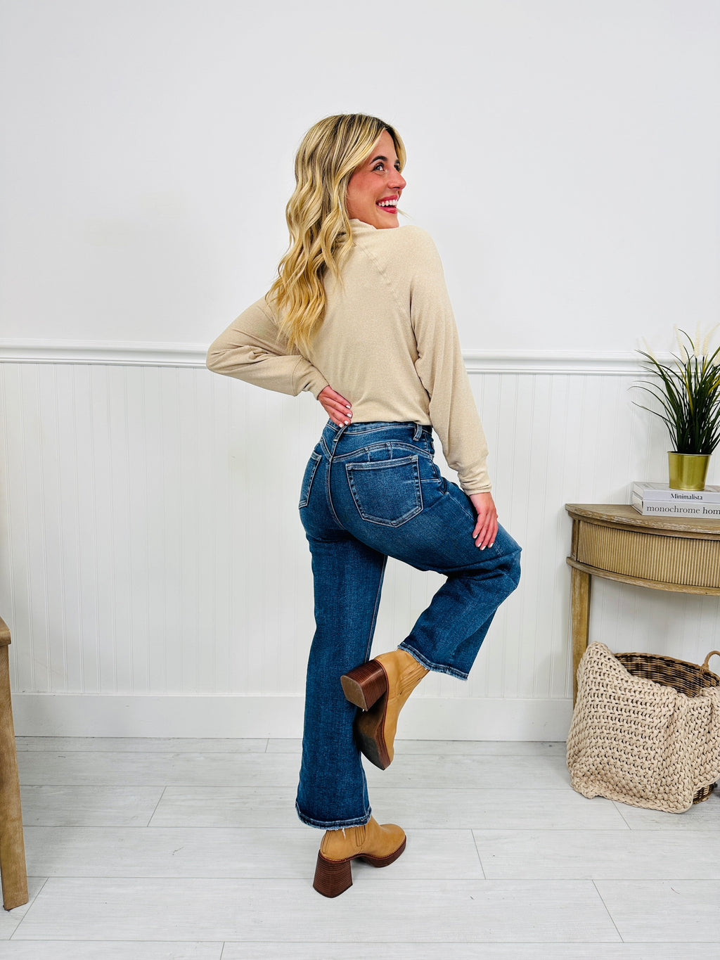 Fall After All Tummy Control Wide Leg Cropped Jeans