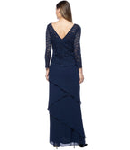 Marina Long Two Piece Formal Lace Tier Dress