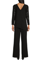 Marina  Sequin Sleeves Pullover Scuba Crepe Pant Set