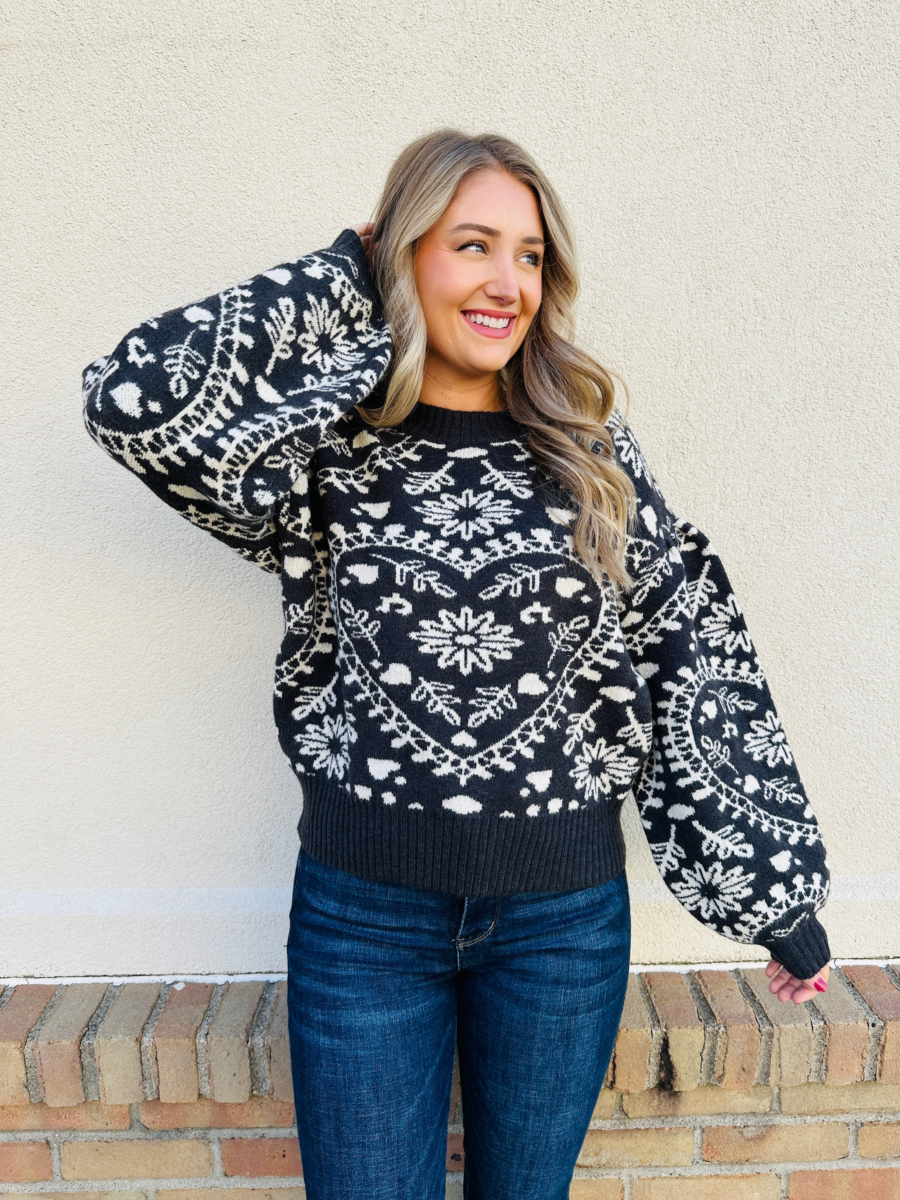 Harvest Heartbeat Sweater in Charcoal