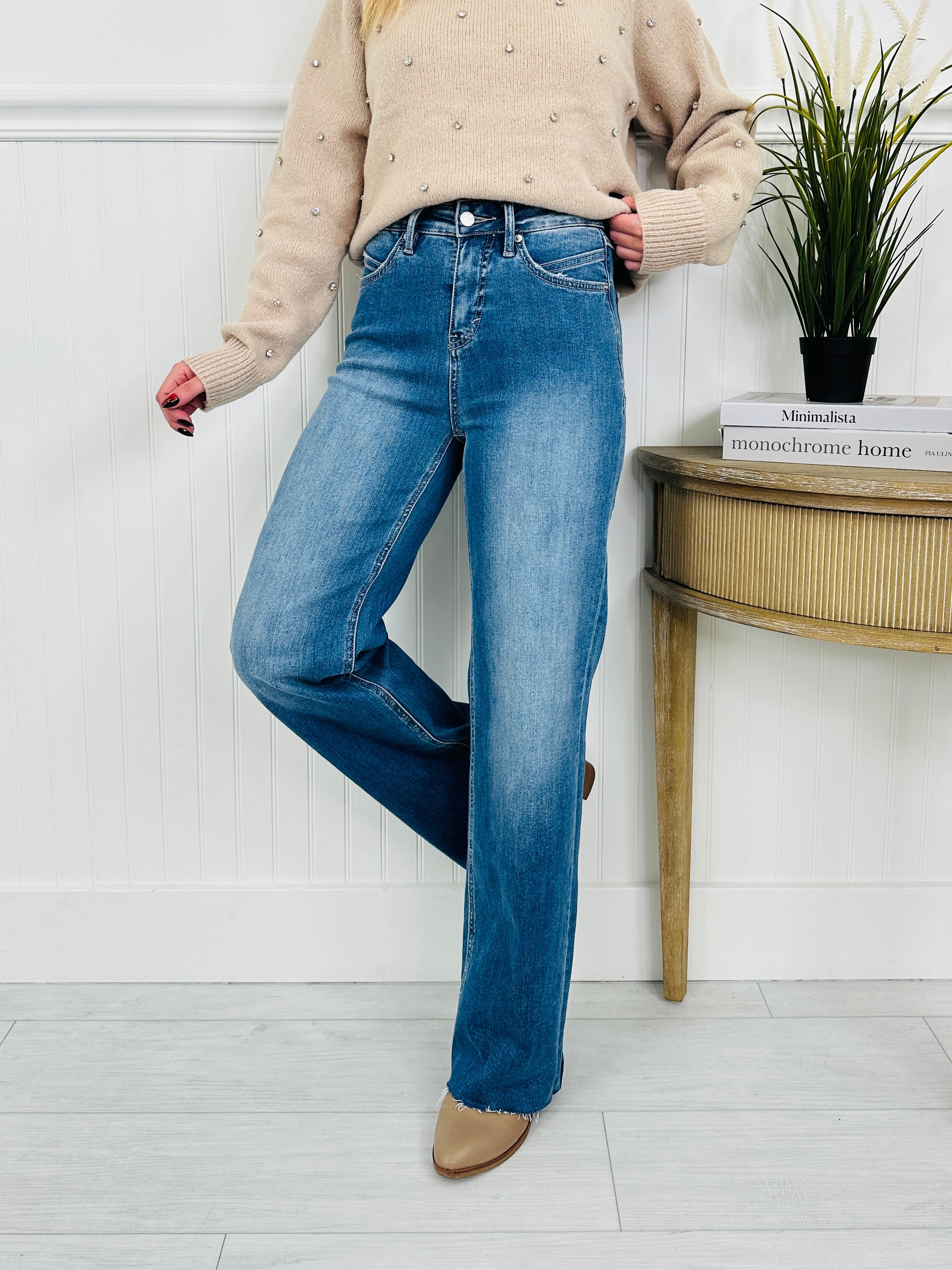 Go Into Detail Tummy Control Wide Leg Jeans