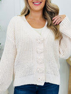 Bloom Where Buttoned Cardigan in Powder Cream