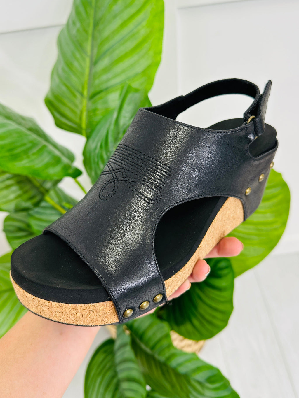 Naturally Elevated Wedges In Black Stitch