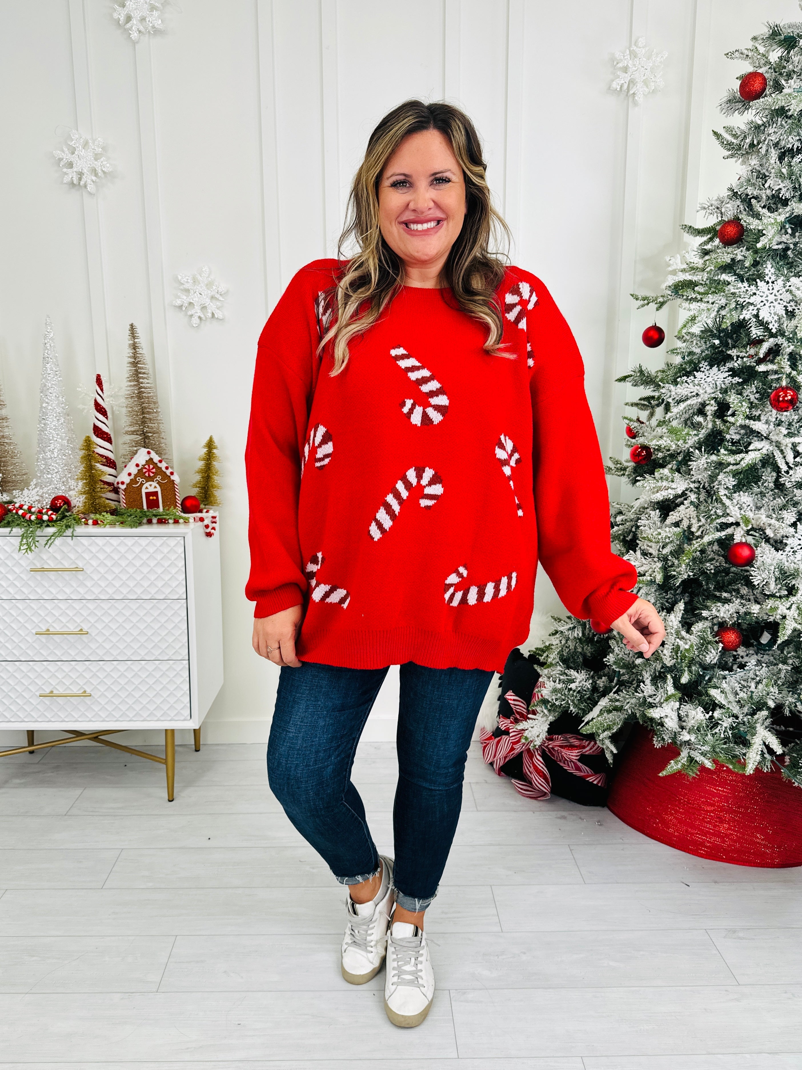 Candy Cane Cutie Sweater In Multiple Colors