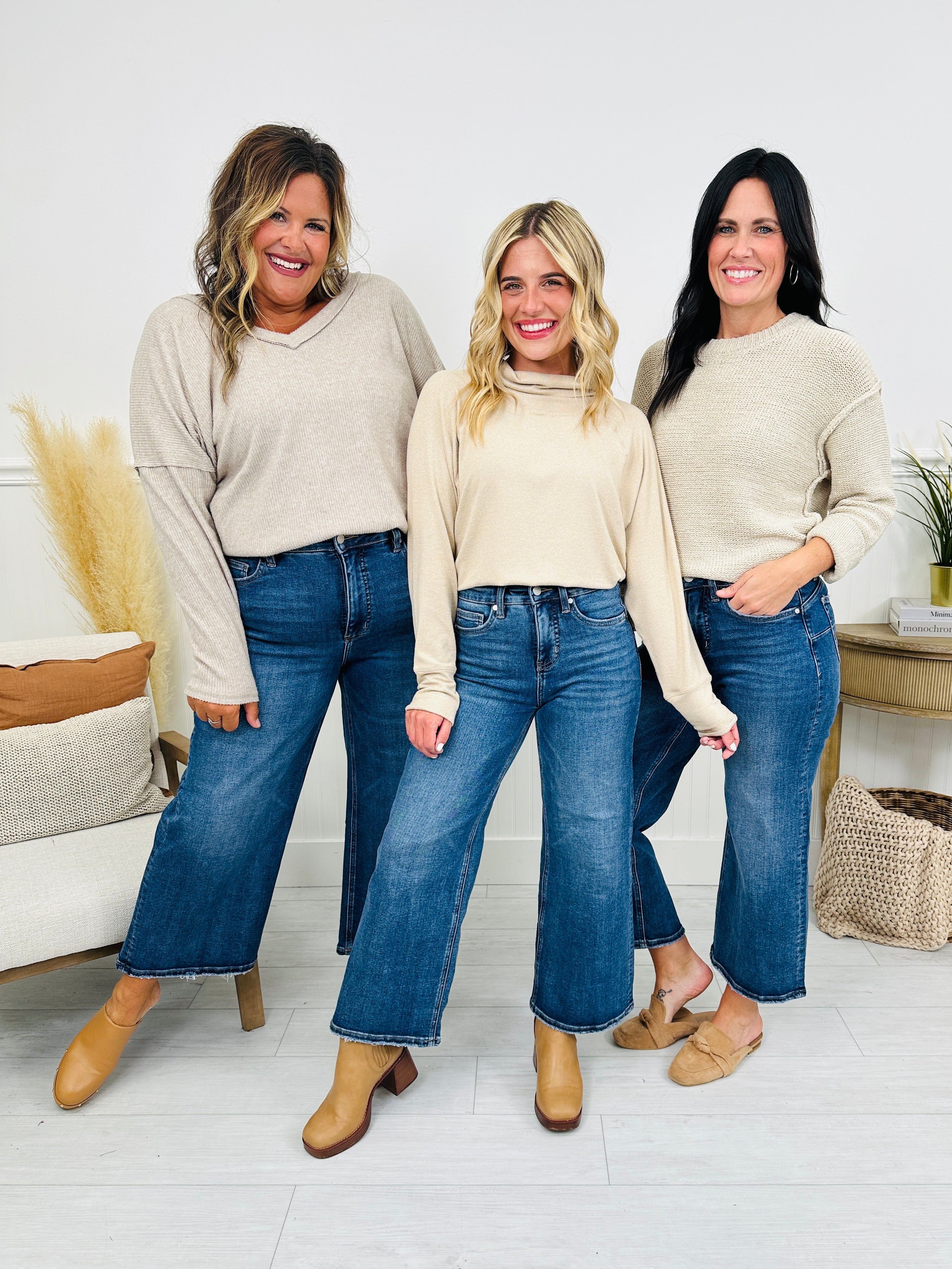 Fall After All Tummy Control Wide Leg Cropped Jeans