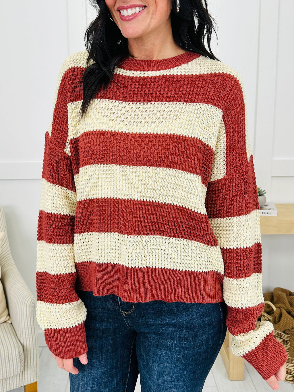 Stay In Stride Sweater in Red Bean