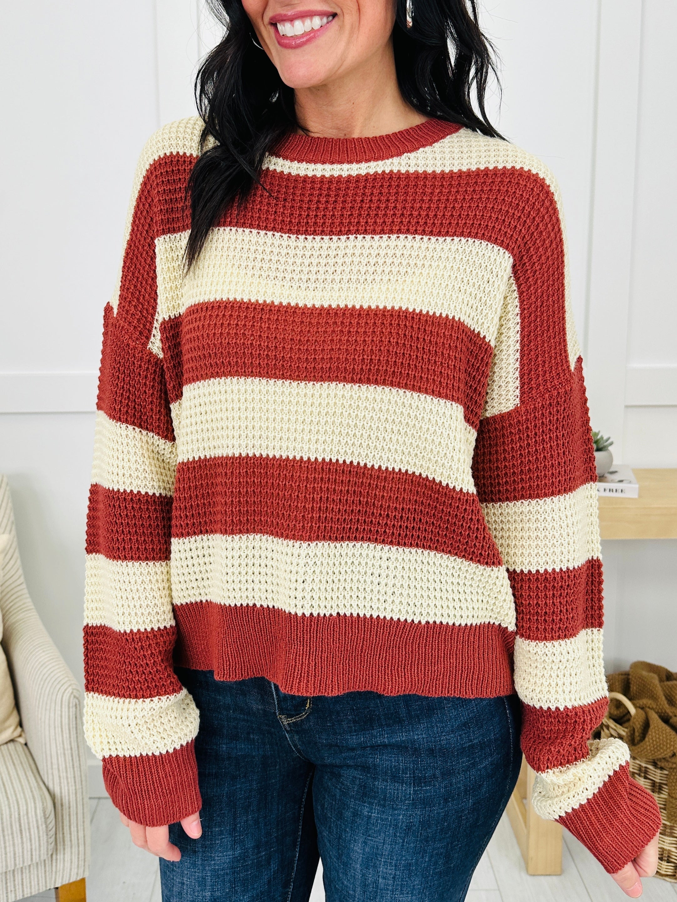 Stay In Stride Sweater in Red Bean