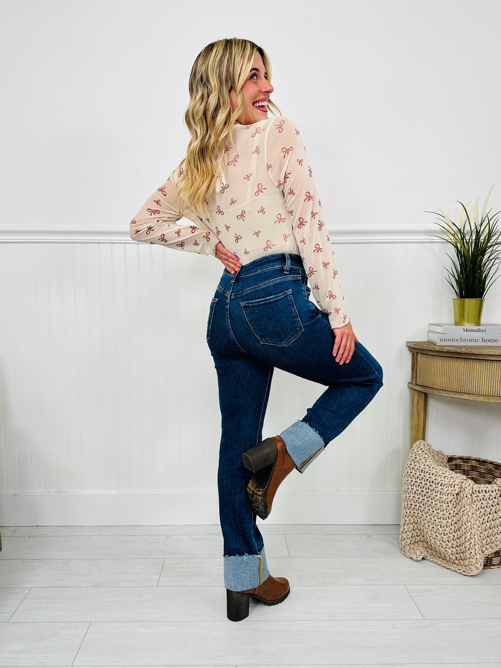 Stay Cuffed Tummy Control Mom Jeans