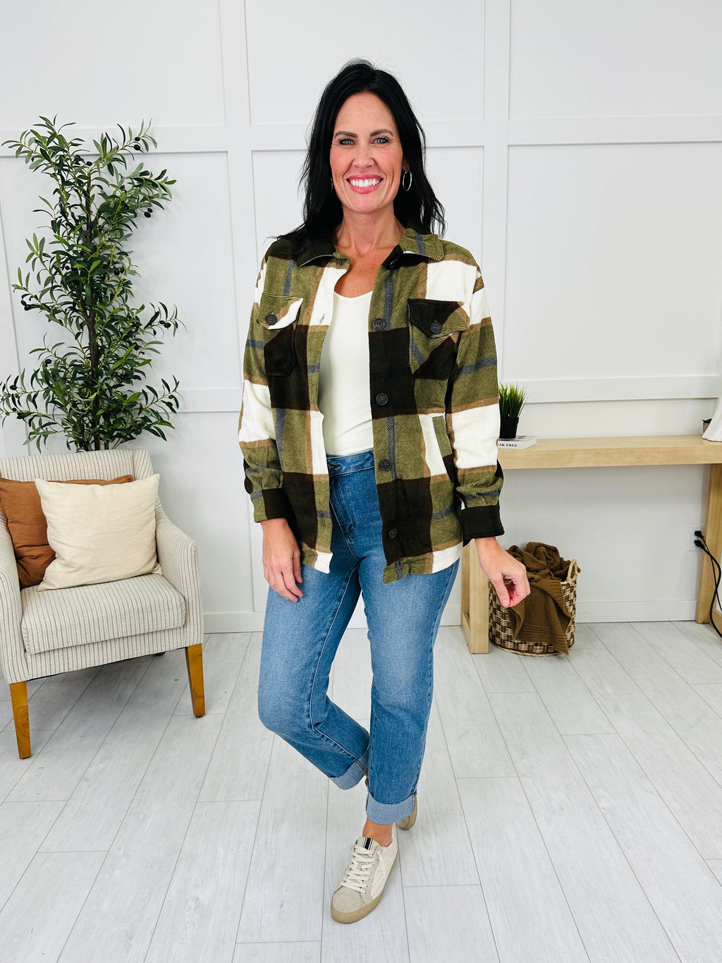 Rustic Runway Shacket in Olive