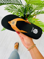 Beachside Bliss Flip Flops in Tan