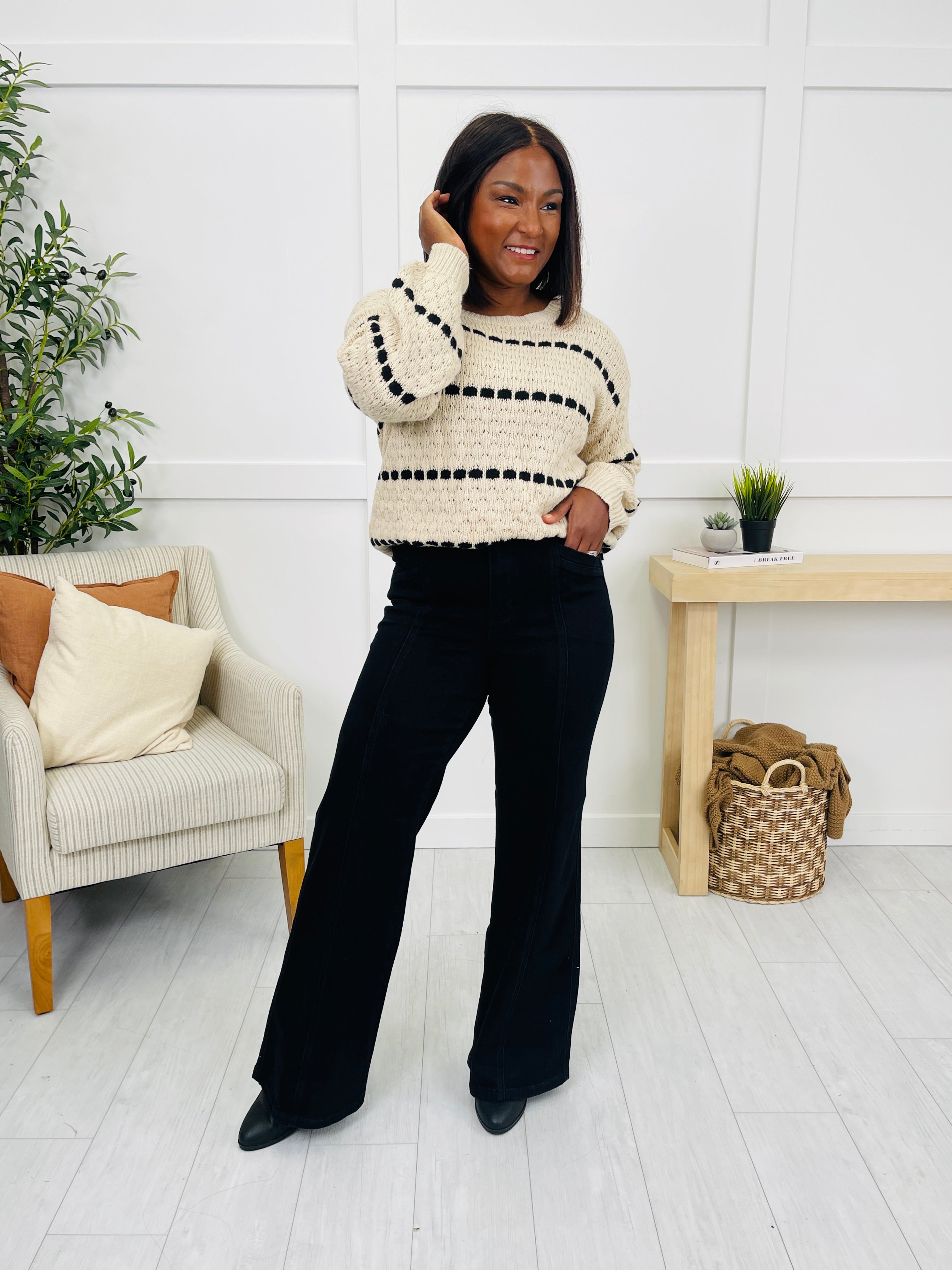 Judy Blue Walk on the Wide Side Retro Wide Leg Black Denim