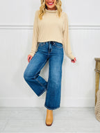 Fall After All Tummy Control Wide Leg Cropped Jeans