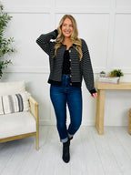 Polished In Stripes Cardigan in Black