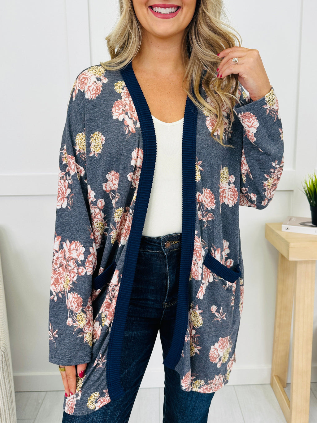 Petals In The Pines Top in Navy