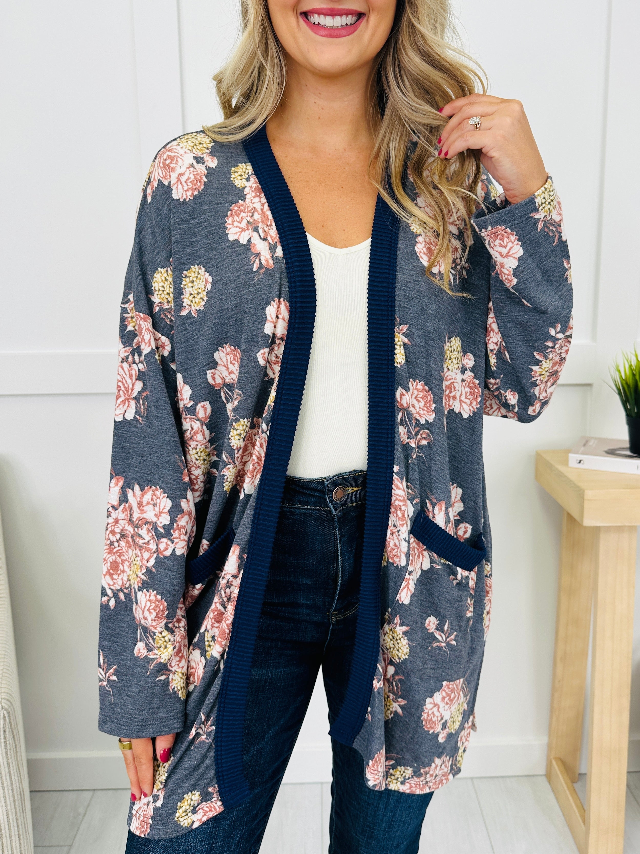 Petals In The Pines Top in Navy
