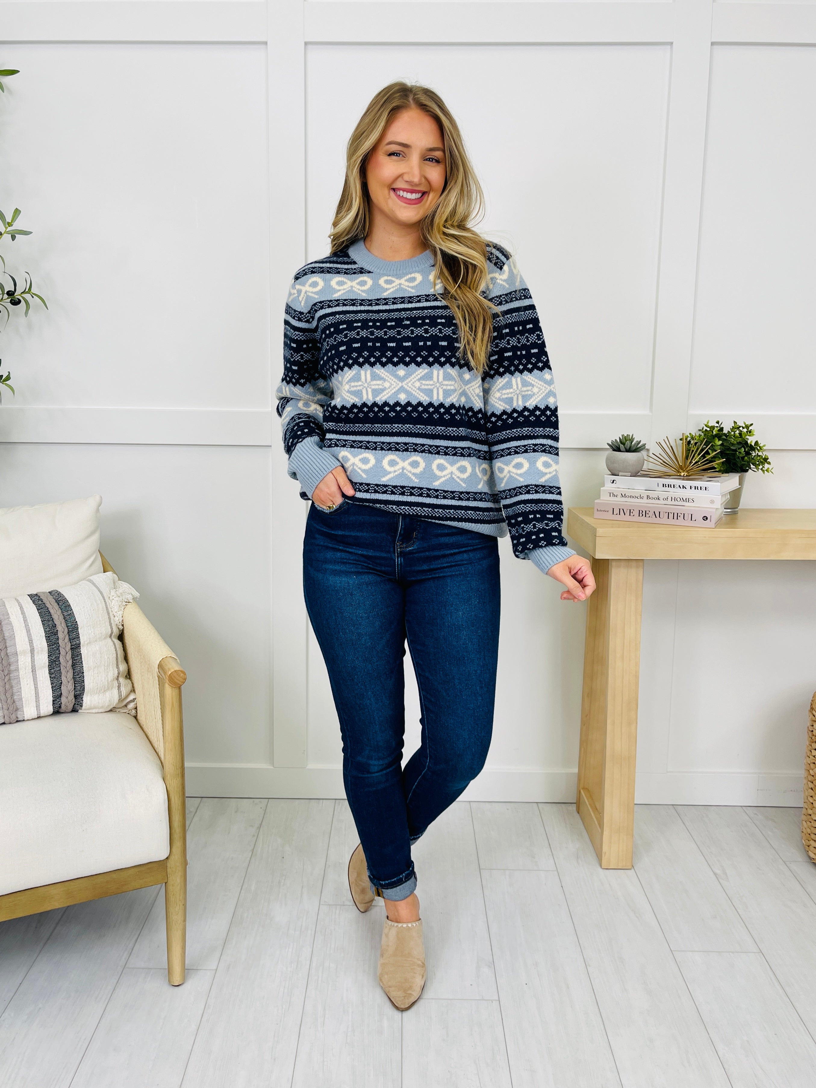 Hearts In The Static Sweater in Navy