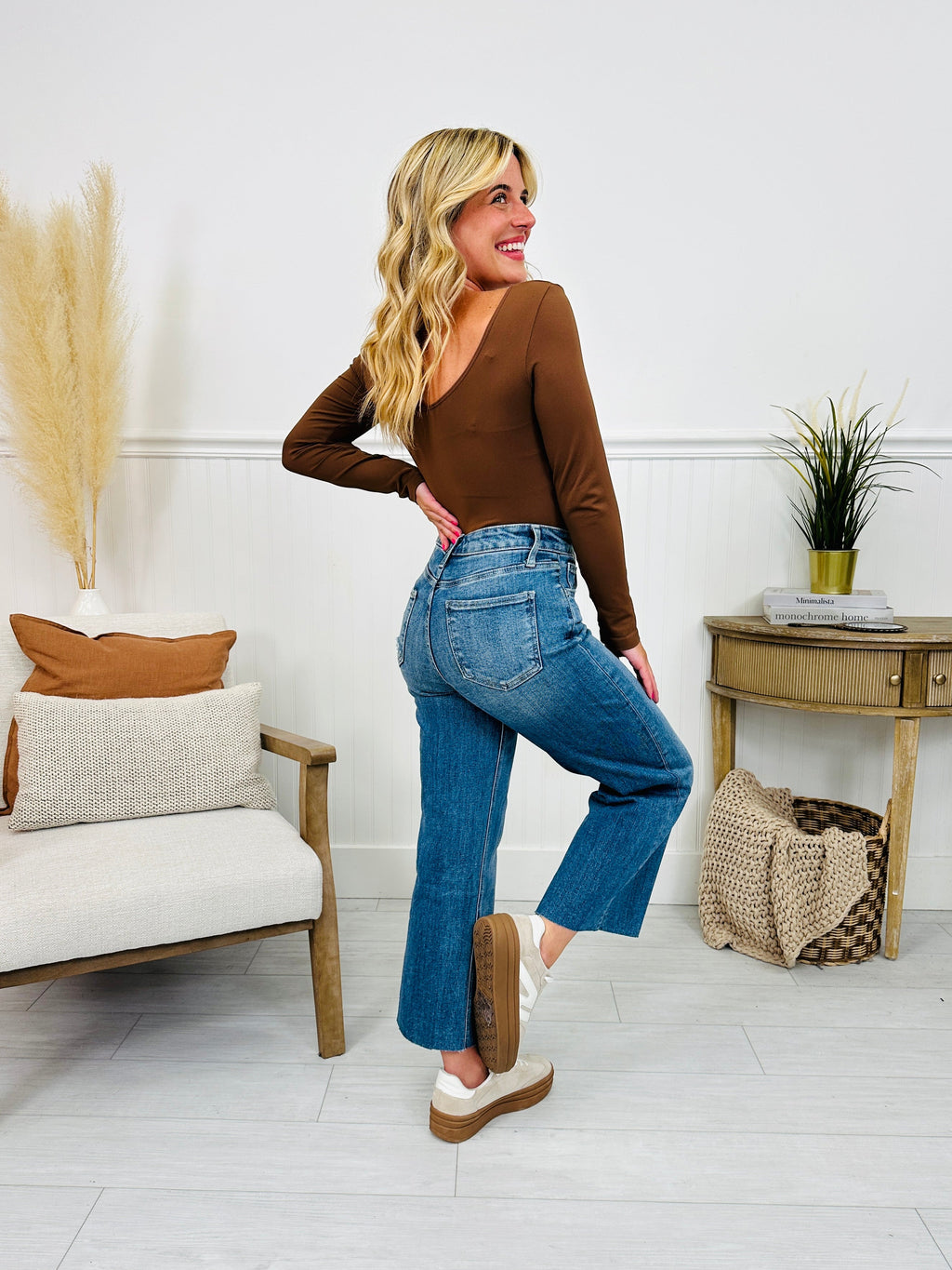 Straight To The Top Tummy Control Cropped Wide Leg Jeans