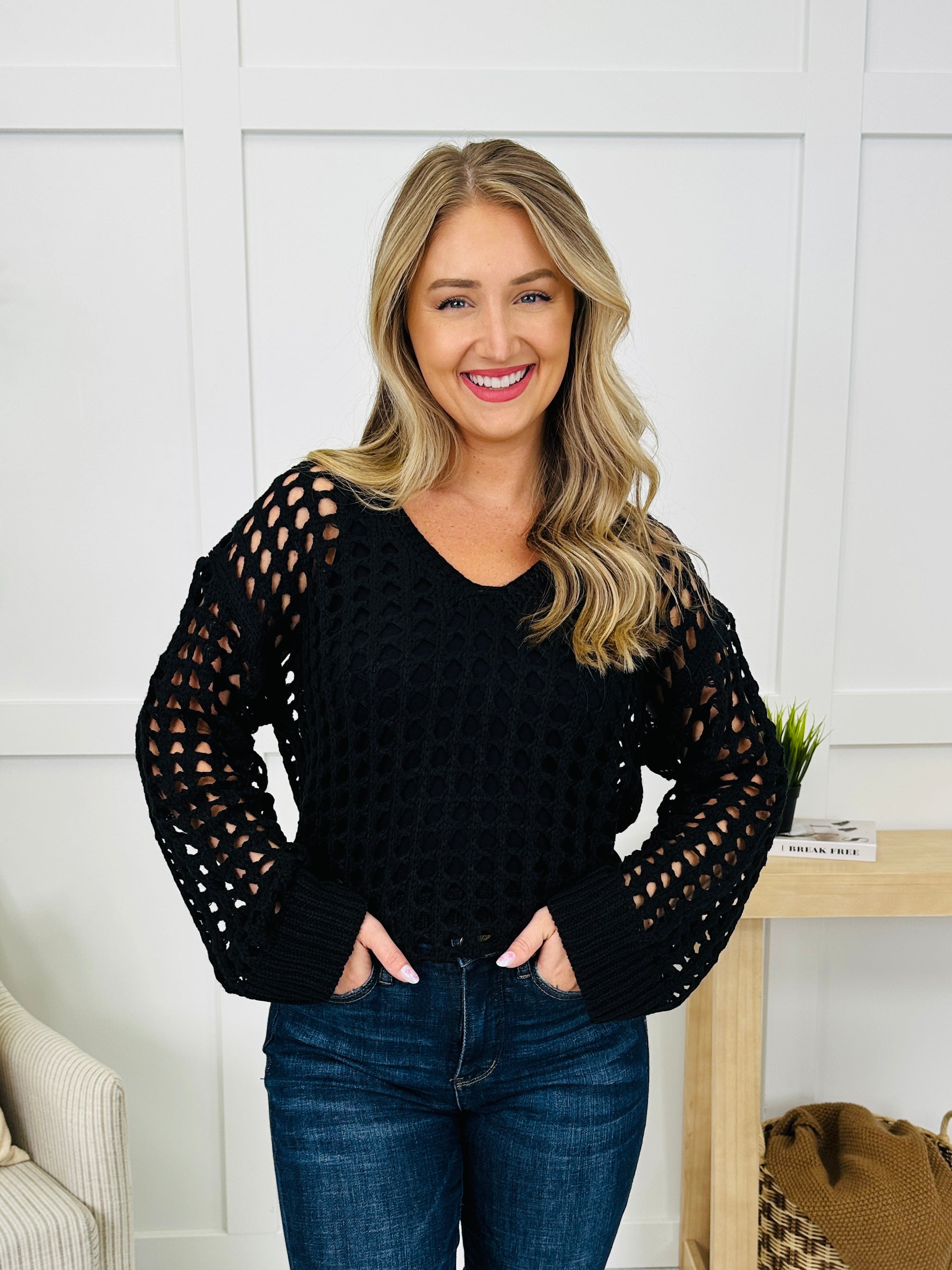 Cutout Crush Sweater in Black
